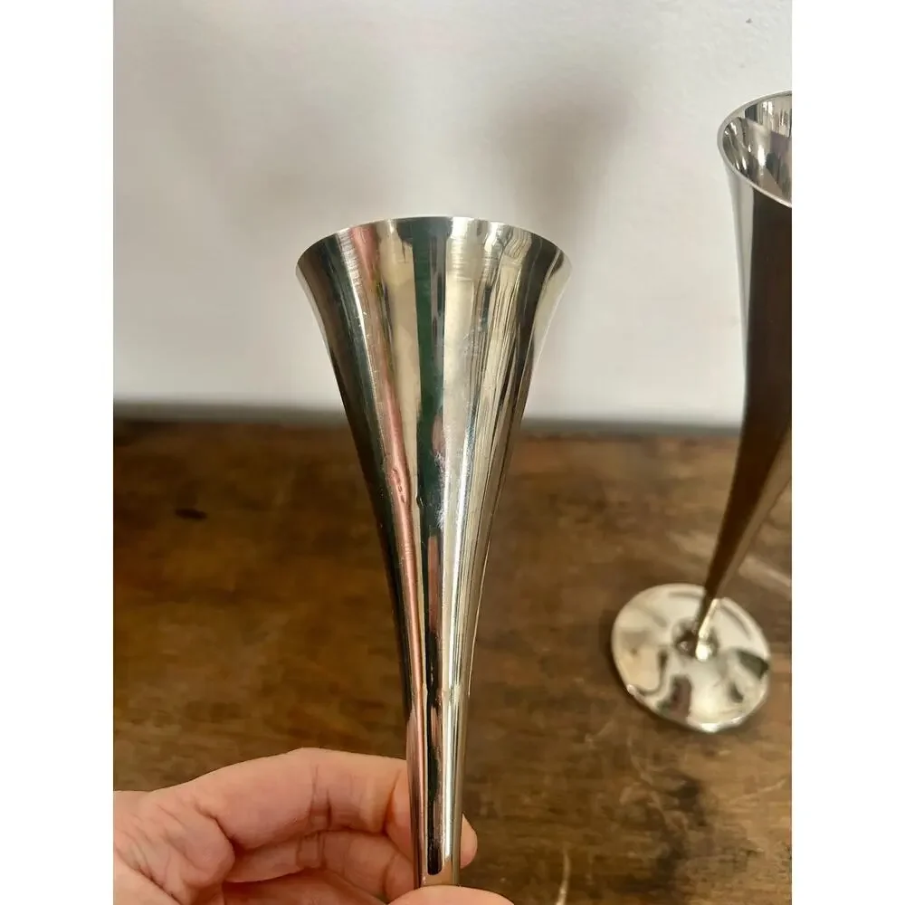 Mid Century Modern Silver Candlesticks ,Vintage MCM Silver Plated Candle Holders